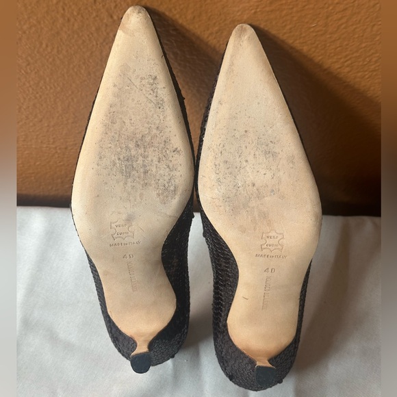 Manolo Blahnik Brown “Campari” Sequin Mary Jane Heels Size 40 Amazing Condition! - Picture 13 of 15